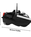 Long Range RC Bait Boat for Carp Fishing With 3 Bait Boxes 5200mAh Battery Dual Motors side view dimensions