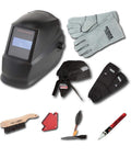 Auto Darkening Welding Helmet Starter Kit With No 11 Lens Gloves Wire Brush Magnet Chipping Hammer And Marker All-In-One Welder Set