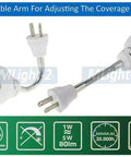 Motion Activated LED Night Light For Plug In Outlet White With Photocell Sensor Auto On In Darkness Energy Saving Light Lasts 30 To 40 Seconds Great For Hallways Bedrooms Closets And Dark Areas with flexible arm adjustment