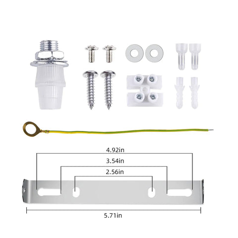 Components of 5.9 Inch White Ceiling Plate Light Kit with hardware rewind single hole canopy for pendant lighting or chandelier.