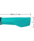 Turquoise ergonomic mountain bike grip with palm pad, dimensions 130mm x 1.77 inch, non-slip lock-on for MTB, e-bike, scooter.