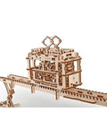 3D Mechanical Tram Kit Build Your Own Vintage Streetcar Model With Gears And Moving Parts Hands On STEM Puzzle For Adults And Teens Satisfying Build Realistic Motion And Fun To Play, wooden tram on track