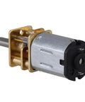 Solid Core 3 Volt DC Gear Motor 500 RPM Miniature Metal Drive Unit With 10 Millimeter Output Shaft And Straight Shooting Torque angle view showing metal casing and output shaft.