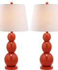 Blood Orange 3 Sphere Glass Table Lamps Modern Contemporary 28 Inch Set Of 2 With White Cotton Shade LED Bulbs Included