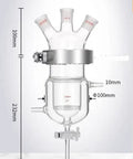 Heavy Duty Three Port Double Jacketed Open Reactor With G2 Sand Filter And PTFE Diverter Valve For High Speed Solid Liquid Separation, 100ml glass vessel.