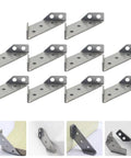 Heavy Duty Stainless Steel Corner Brackets Set Of 10 For Shelf Support, Trapezoid Angle Braces with countersunk holes shown in grid layout