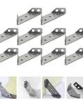 Heavy Duty Stainless Steel Trapezoid Corner Brackets 10 Pieces Set Fixed And Reinforced Shelf Supports displayed in silver