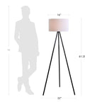 Mid Century Modern Tripod Floor Lamp In Black, Tall Standing Lamp With Adjustable Three Way Lighting, size comparison to human