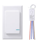 Wireless Light Switch And Receiver Kit With Remote Control, Plug In, No Wiring Or WiFi Needed, Wall Plate Mount visible