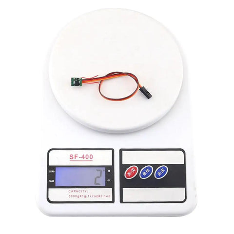 2 Pack Micro 1A Mini ESC on scale, showing 2g weight, for RC aircraft and drones, ultra lightweight 0.4g, 12x8.5mm size