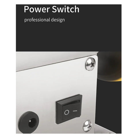 Close-up of power switch on DIY Friendly Jewelry Polishing Machine For Benchtop Use Pro Grade Polisher With 7 Speed Settings And 4500 To 9000 RPM.