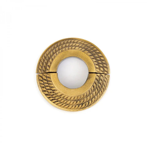 Aluminum Escutcheon Plate 3.13 Inch Outer Diameter Radiator Flange With Lacquered Antique Gold Finish, split design top view
