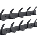 Heavy Duty Wall Mount Coat Rack With Five Hooks Per Unit Sturdy Metal Rail For Coats Hats Towels Purses Robes Black 2 Pack