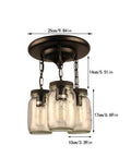 Industrial 3 Light Pendant With Slick Matte Black Finish Clear Glass Mason Jar Shade Heavy Duty Adjustable Hanging Fixture For Kitchen Island Dining Room Foyer Top Shelf Vibe Upgrade dimensions and design overview