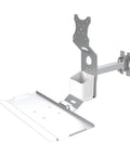 Slick Industrial Wall Tray And Mount For Monitor And Keyboard, Heavy Duty Desktop Rack With Zero Hassle Cable Management, Legit Steel Frame for a Solid Workspace Upgraded Rig, silver mounting tray.
