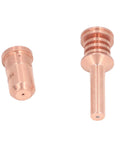 Solid Prime Kit For Plasma Cutter With 5 Brass Nozzles And Electrodes Fit PMX 30AIR Torch Nozzle detail with brass finish.