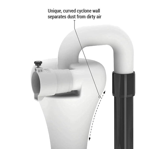 High Speed Cyclone Dust Separator for Shop Vacuums and Woodworking Dust Collectors keeps filters clean.