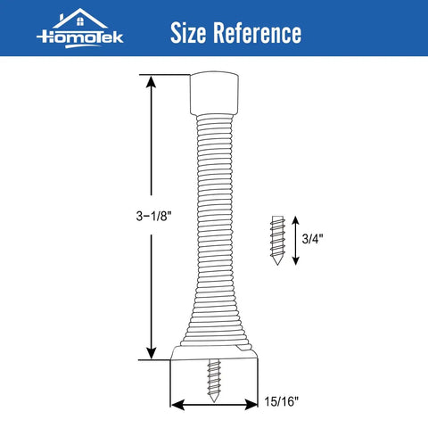Dang Sturdy 12 Pack Spring Door Stops With Rubber Bumpers, Heavy Duty Satin Nickel baseboard guards size reference with dimensions.