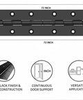 Rock Solid Heavy Duty Black Powder Coated Stainless Steel Continuous Piano Hinge Straight Up Built Tough 72 inch by 3 inch detail