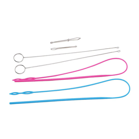 Six Piece Sewing Kit With Stainless Steel Tools For DIY Knitting And Projects Includes Rope Threader Closed Rope Threader Turn Hooks Elastic Clamp And Must Have Tools Easy To Use And Highly Practical, six-piece set on white