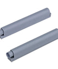 Heavy Duty Push To Open Cabinet Latches 5 Pack Hands Free Wardrobe Rebounders showing two gray latches on white background.