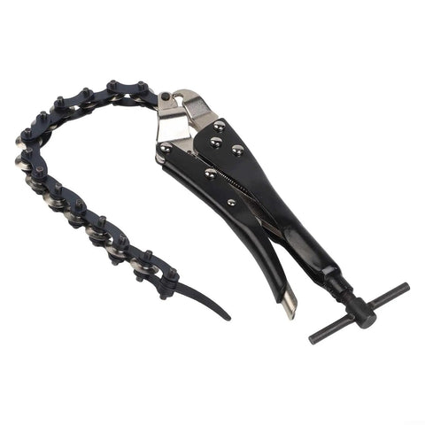 Ratcheting Chain Exhaust Pipe Cutter For Tight Spaces, Heavy Duty Tube Cutting Tool For Car Tailpipes Up To 90mm, No Sweat Muffler Removal, Cuts Galvanized Steel Copper Aluminum Brass PVC Pipes In Confined Areas, black alloy steel chain cutter