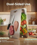 Stainless steel 3-piece cutting board set; sizes 15.3x11, 13.4x9, 11.8x7.9 in; dual-sided, dishwasher safe
