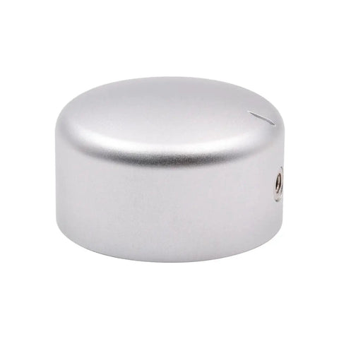 Rock Solid Silver Aluminum Volume Knob 44X25 Mm For Amp And Turntable Fine Tuner One Piece Machined Dial with textured grip.