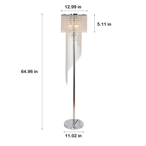 Modern Crystal Floor Lamp With Chrome Finish And Crystal Dazzle For Cozy Reading Nook And Dim Corner Lighting In Office Cafe Den Living Room And Bedroom Three Lights