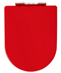 Heavy Duty Square Toilet Seat With Smooth Soft Close Lid And Quick Release Hinges For No Sweat Cleanup In Sturdy Red Plastic