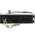 Heavy Duty Alloy 12 Volt DC Electric Lock With Magnetic Deadbolt, key cylinder and wiring, designed for secure door access.