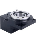 85mm CNC Hollow Rotary Actuator Rotating Platform Input Shaft 8mm for Stepper Motor in black housing, side view