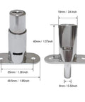 Front and side view of Push Plunger Lock 19mm x 40mm Cylinder Head Chrome Plated Zinc Alloy Keyed Different 2 Pack.