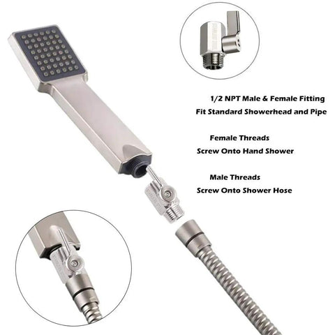 Showerhead Shut Off Valve With Stainless Handle Mini Ball Valve Chrome Finish 304 Stainless Steel Half Inch NPT Thread