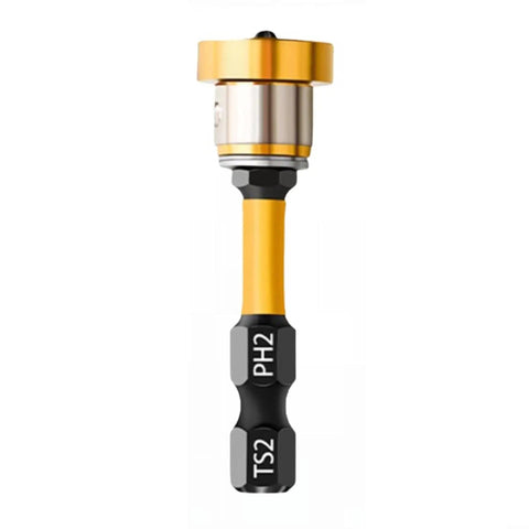 Strictly Straight Nail The Perfect Alignment Drywall Screw Driver Bits With Precision Depth Stop For Hassle Free Gypsum Wallboard And Plasterboard Installations Built Tough For Daily Pro Work, 50mm steel positioning bit, yellow coated.