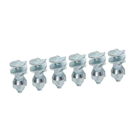 Six reusable universal screws from the Heavy Duty Tungsten Steel Tire Spikes 50 Piece Set for anti skid snow studs.
