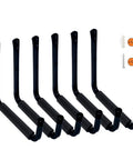 Heavy Duty 9 Inch Arm Wall Mount Storage Hooks Set With EVA Protector shown in a 6 pack, featuring screws and anchors for installation.