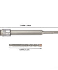 Heavy Duty Hole Saw Arbor Adapter And Drill Rod Connector For Round Shank Electric Hammers, 220mm long steel shaft shown.