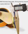 Top Shelf Four Piece Rubber Plate Casters With Swivel Wheels And Locking Brakes showing 8mm thick base plate and heavy-duty wheel design.