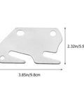Heavy Duty Zinc Coated Bed Frame Connectors And Bed Rail Brackets, silver metal part measuring 3.85x2.32 inches.