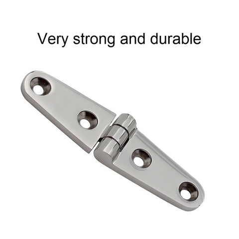 316 Stainless Steel Strap Door Hinges 2 Pack With 4 Holes 100mm Marine Boat Yacht Hardware Hinge shown in durable stainless steel.