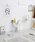 Clear Acrylic Pen And Pencil Holder Cup For Your Desk, Makeup Brush Organizer And Jewelry Holder, All In One Office Desk Essentials, 2.6 Inch By 2.6 Inch By 4 Inch, 1 Pack, holding pens on desk