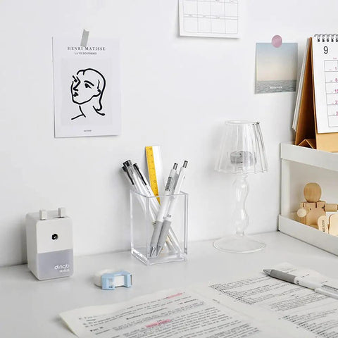 Clear Acrylic Pen And Pencil Holder Cup For Your Desk, Makeup Brush Organizer And Jewelry Holder, All In One Office Desk Essentials, 2.6 Inch By 2.6 Inch By 4 Inch, 1 Pack, holding pens on desk