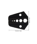Heavy Duty Air Crimping Die Replacement For Hydraulic Terminal Pliers Machine Fits Open Barrel Copper Wire Connector, black crimping die laid flat.