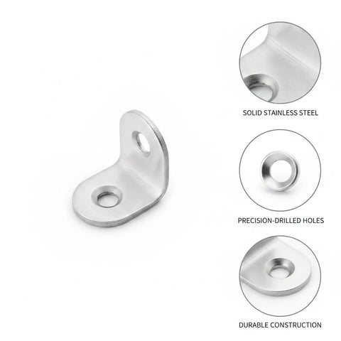 Stainless Steel 90-Degree Corner Brace For Furniture Joints And Shelf Support, heavy-duty L-shaped bracket with pre-drilled holes