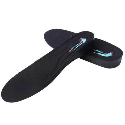 1 Inch Height Lift Insoles For Shoes Discreet PU Cushioned Insole Inserts, black insoles side view, soft cushioning detail