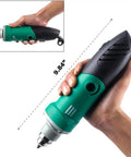 Reliable Workhorse Electric Die Grinder With 480W Motor And Six Step Variable Speed Dial in hand, 9.84 inches in length.