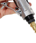 High Octane 1/4 Inch Air Angle Die Grinder Cranks At 21000 RPM Variable Speed Pneumatic Tool close-up with air connector.