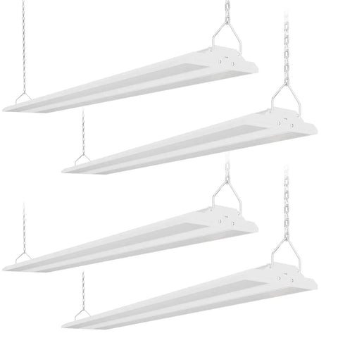 Four Pack 300W LED Linear High Bay Shop Lights With Massive 45000LM Output 5000K Daylight 120-277V For Garage Shop Workshop Store Warehouse Basement ETL Listed Energy Saving Lighting