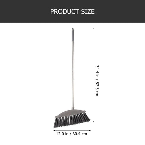 Dark Grey Angle Floor Broom With Long Stainless Steel Handle And Dense Stiff Bristles Snags Pet Hair Kitchen Messes And Daily Grime So Flipping Your Space Clean Is Total No Sweat Mode, size 34.4 in x 12 in.